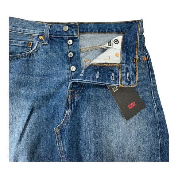 Levi’s Premium Deconstructed Denim Mini Skirt 28 Y2K Coastal Cowgirl NWT - Picture 2 of 8